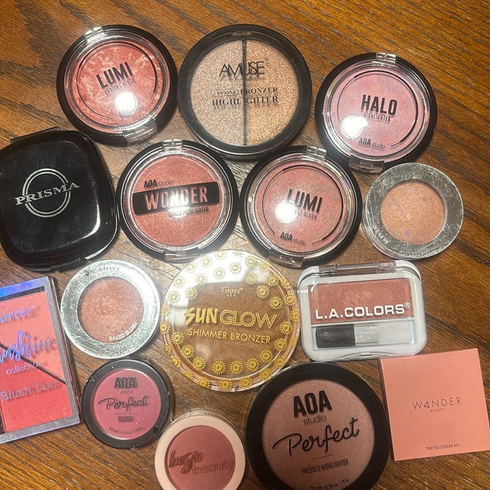 Blush/highlighter/bronzer lot.